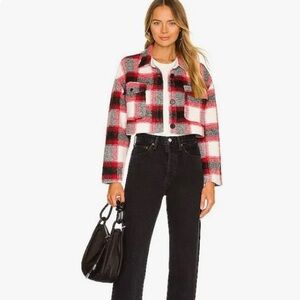 Lovers and Friends - Roxy Red Plaid Cropped Shirt Jacket Shacket - S